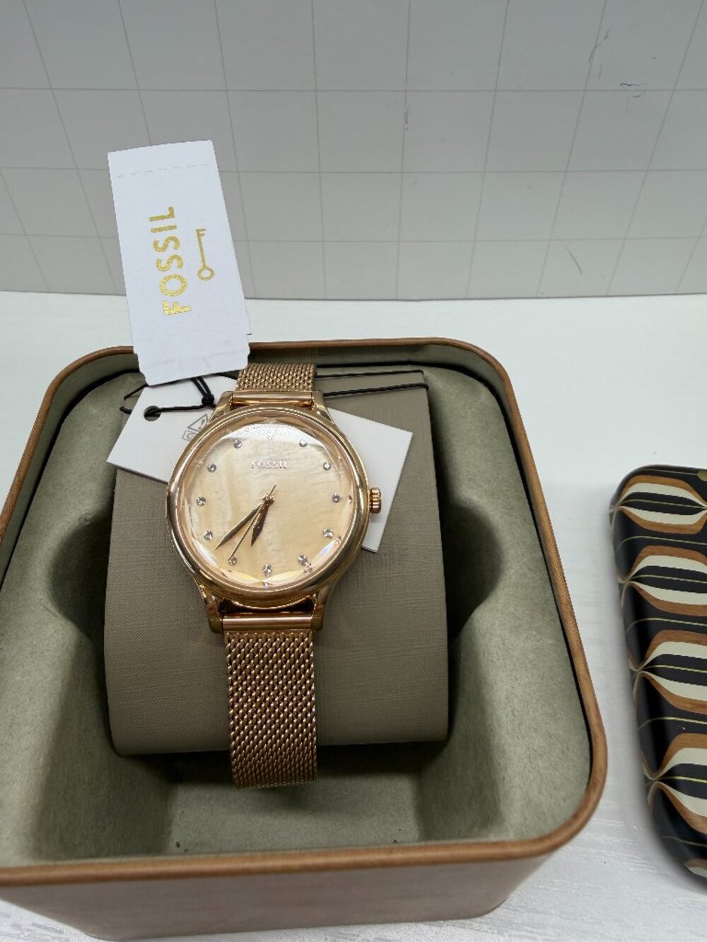 Fossil Laney Rose Gold Mesh Watch BQ3392